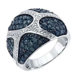 Fancy Blue Diamond Silver Ring